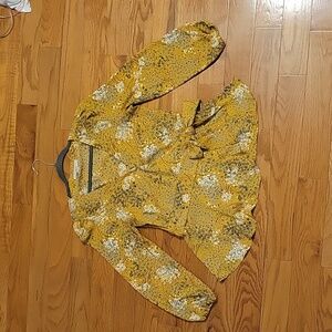 LOFT Floral Wrap Peplum Blouse, Size Small
